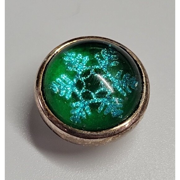 Kameleon Jewelpops Sterling 925 Green Arendale Dichroic Snowflake KJP713 - Picture 2 of 3
